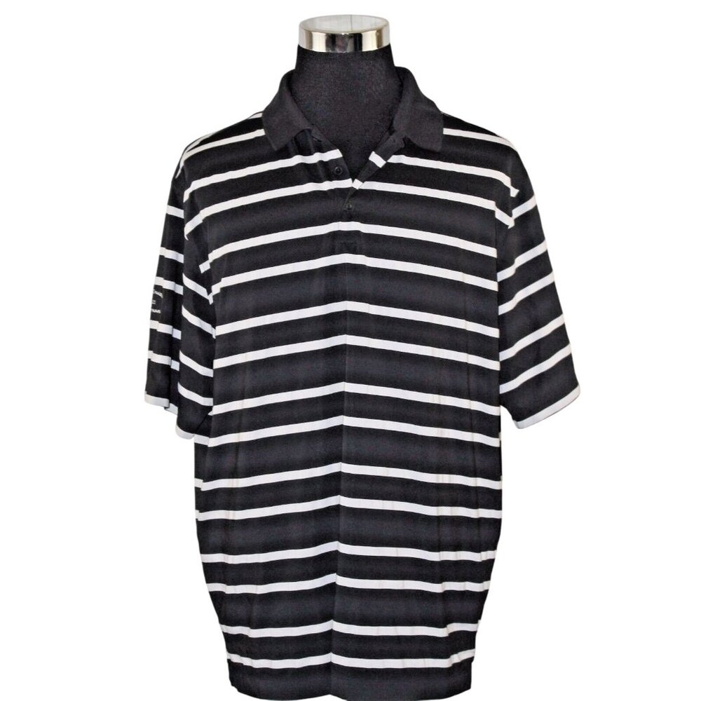 Nike Golf 2XL Dri Fit Stay Cool Short Sleeve Black White Striped Golf Polo Shirt